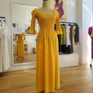 ALTINAÏ smocks safran à petits pois blancs