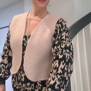 ISABELLE gilet sans manches en lainage beige rosé