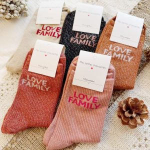 Chaussettes paillettes –  » LOVE FAMILY « 