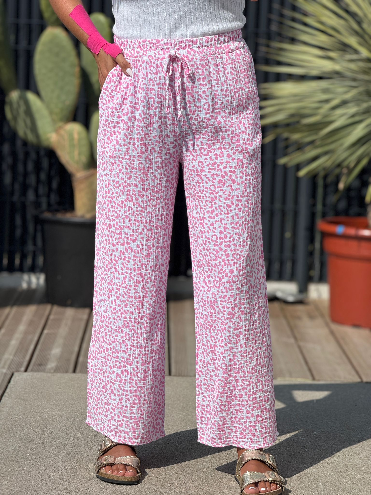 Pantalon TRAVEL Rose bébé (Made in Italie) – Image 2