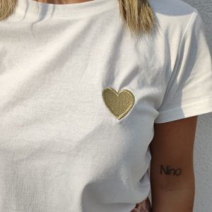 Tshirt SOLENN Blanc coeur or