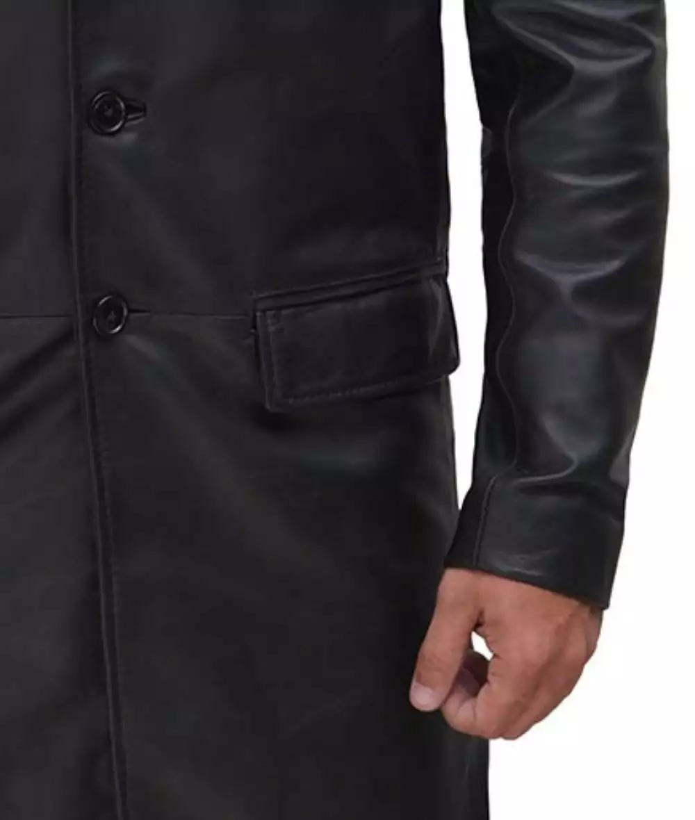 Manteau 3/4 en cuir de vache noir pour homme – Image 7