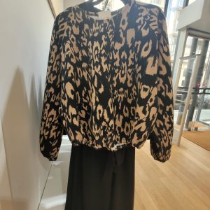 SISSI col rond imprimé motif tacheté beige et noir