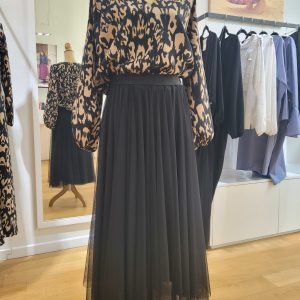 SISSI col V imprimé motif tacheté beige et noir