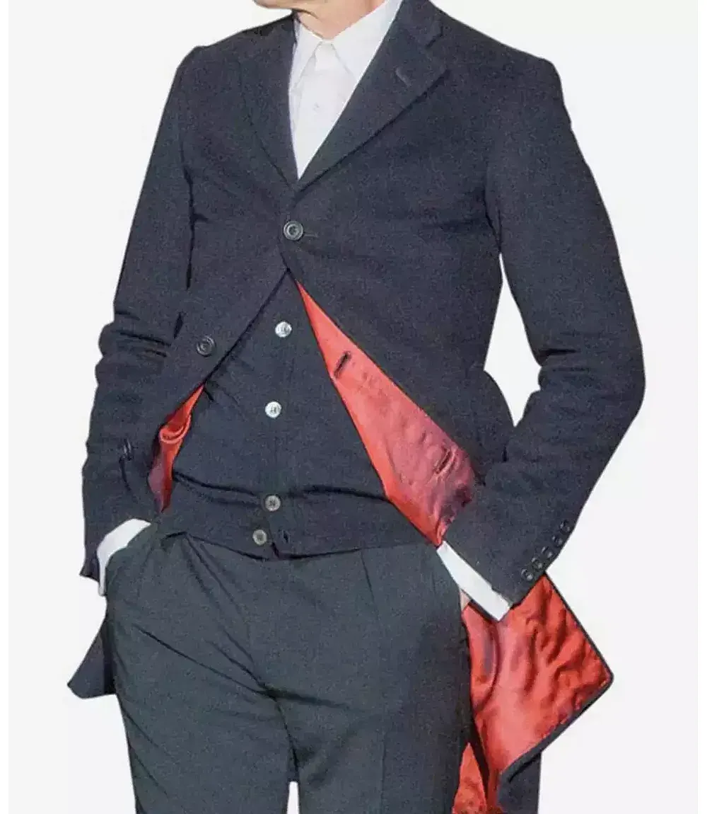 Manteau d'hiver chaud en laine bleue pour homme, longueur 3/4 – Image 3