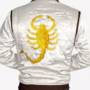 Blouson aviateur matelassé blanc pour homme avec logo Scorpion