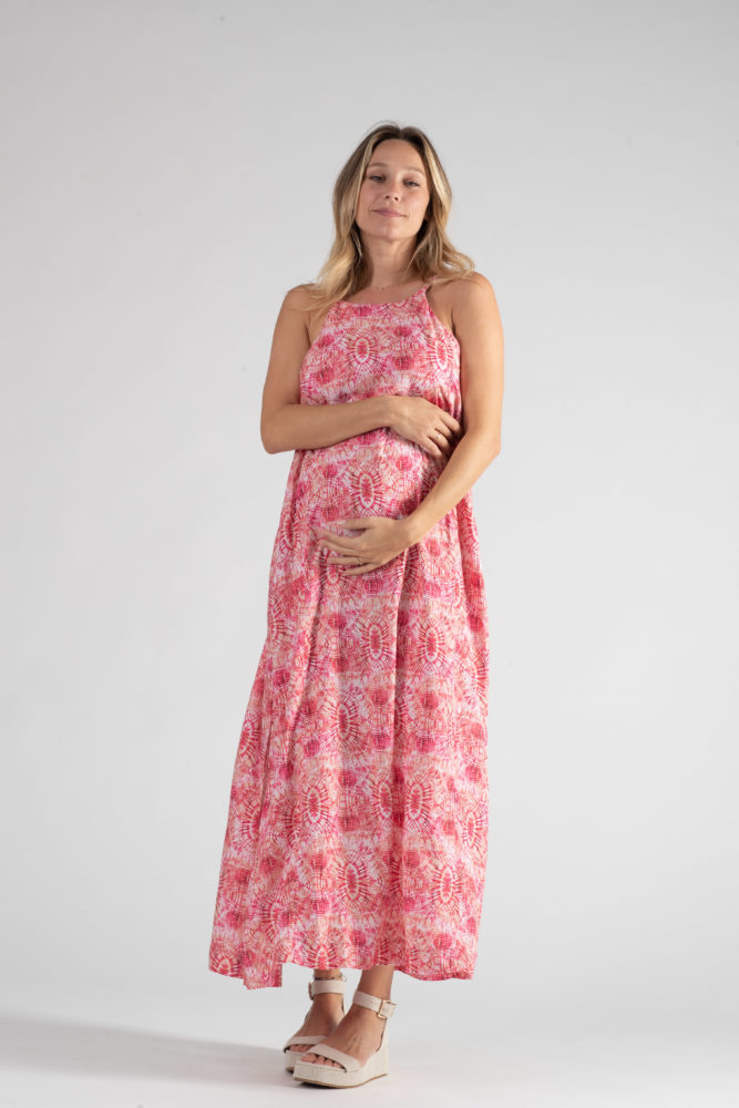 Robe longue de grossesse et d’allaitement Soleil corail – Image 6