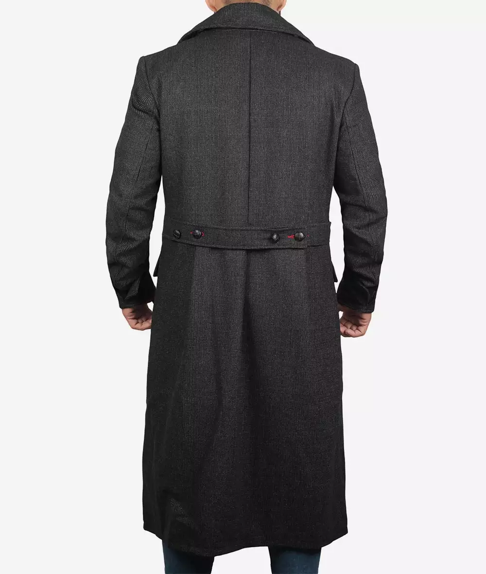 Manteau de détective croisé en laine grise pour homme – Image 5