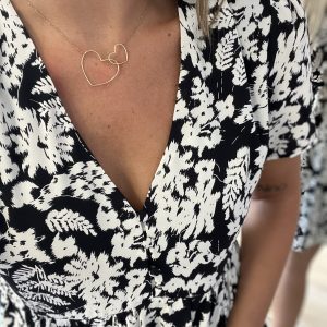 Collier DOUBLE COEUR OR ajouré Acier inoxydable