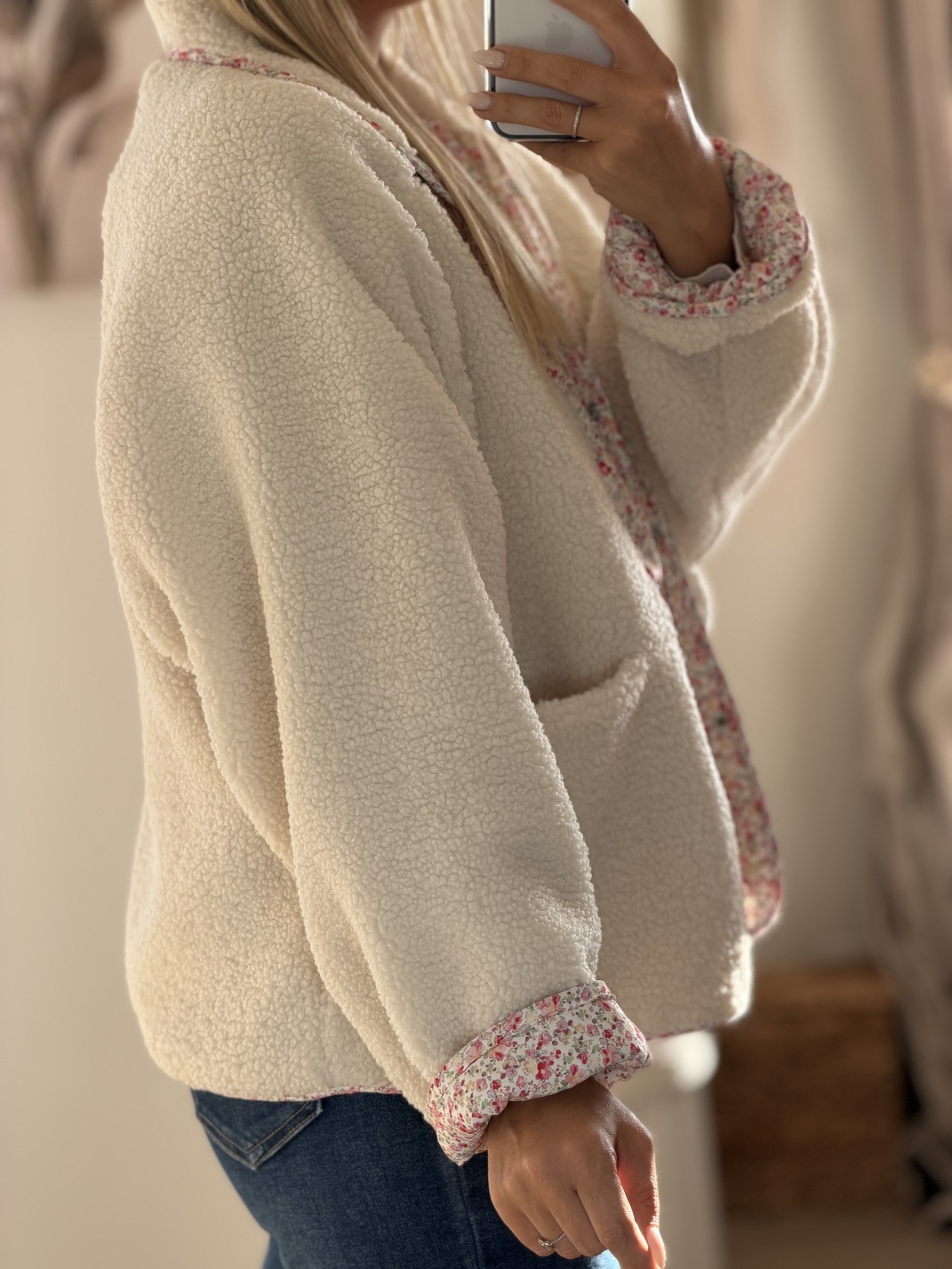 Veste réversible LIBERTY – Ecru/Fleurs – Image 3