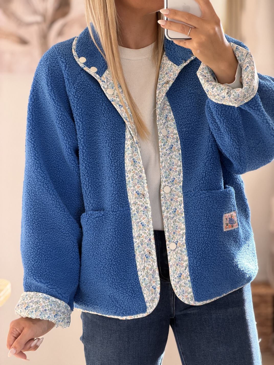 Veste réversible LIBERTY – Bleu/fleurs – Image 3