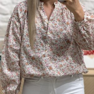 Blouse FLOWERS – ÉCRUE/ORANGE