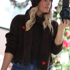 Ensemble Pull/Écharpe/Bonnet – BAUER – CAFÉ