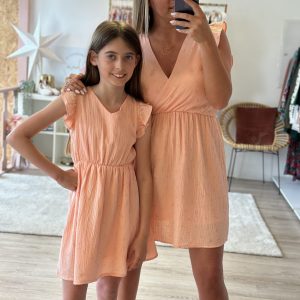 Robe ANNAHÉ – Rose pêche KIDS