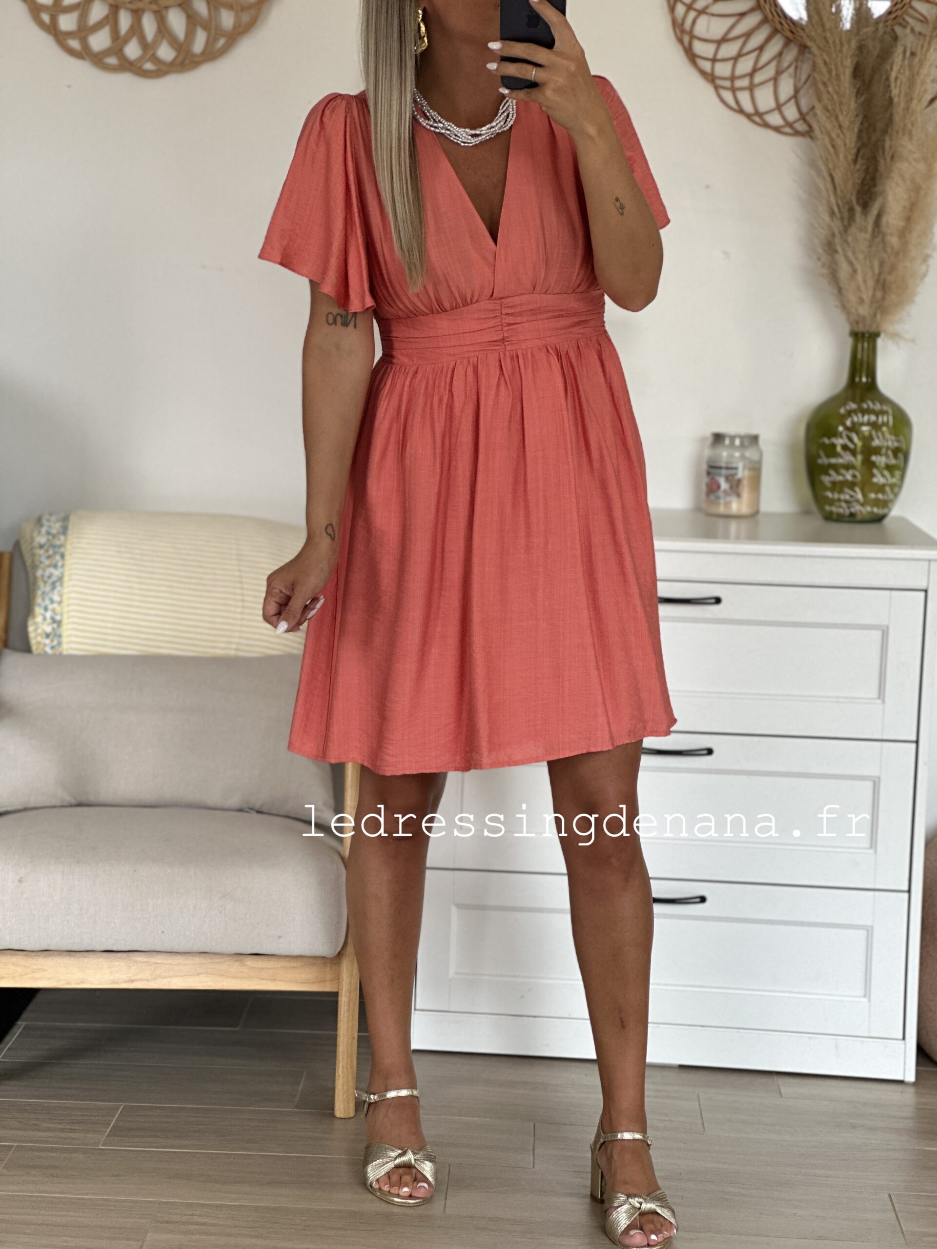 Robe MAËLLE – Orange – CURVY – Image 4