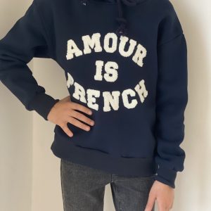 Sweat AMOUR IS FRENCH Bleu Marine Enfant ( Collection mère-fille )