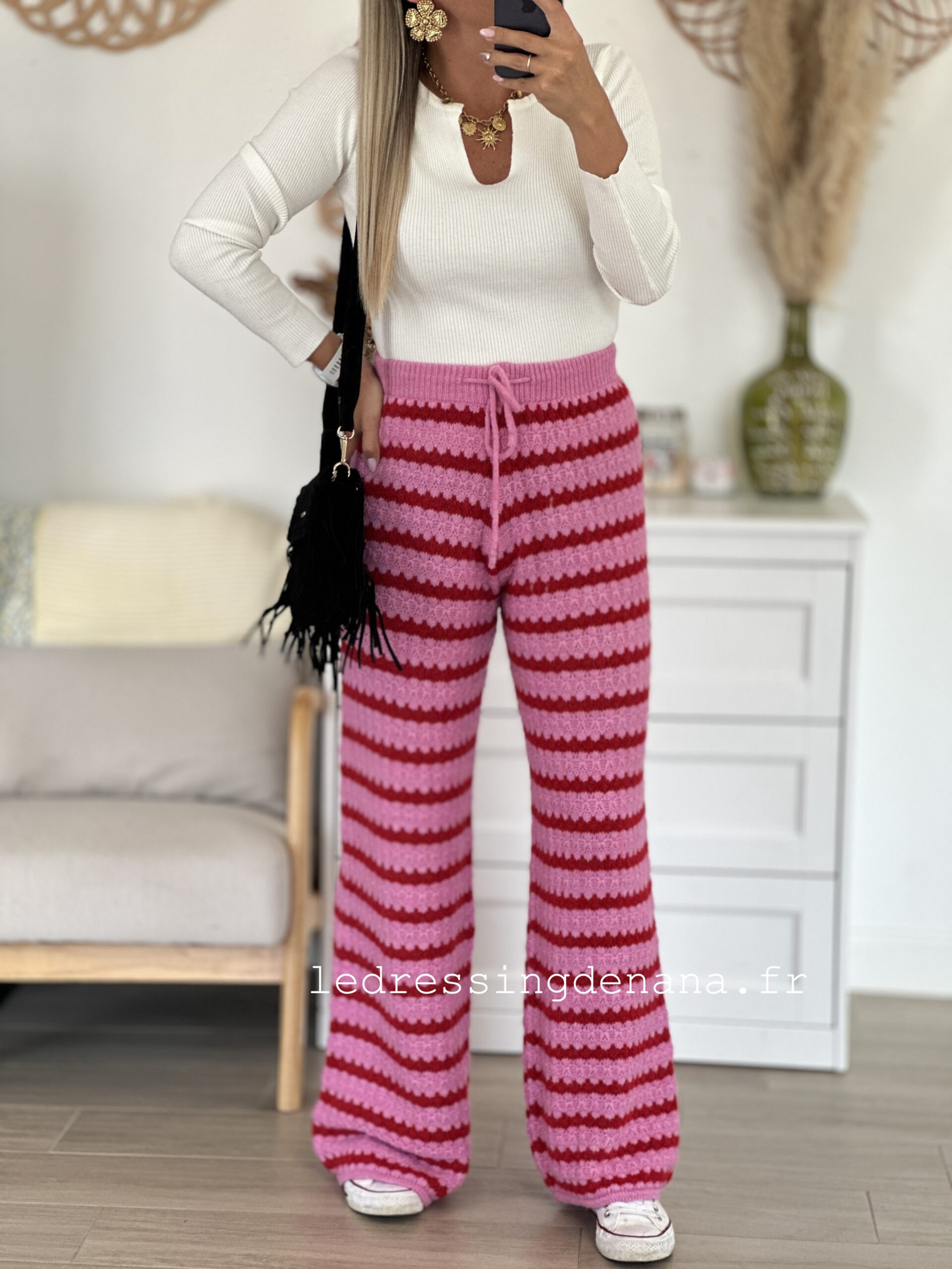 Pantalon SANCHEZ Rose/Rouge (Made in Italie) – Image 4