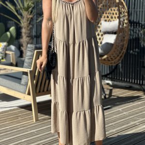 Robe ÉGLANTINE – Taupe ( Made in Italie )