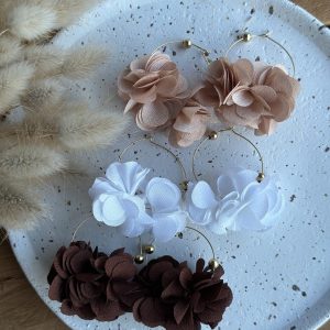 Boucles d&rsquo;oreilles N*60 Taupe/Blanc/Marron