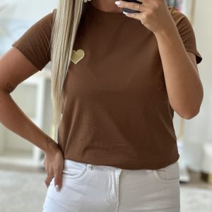 Tshirt SOLENN Marron Coeur Or