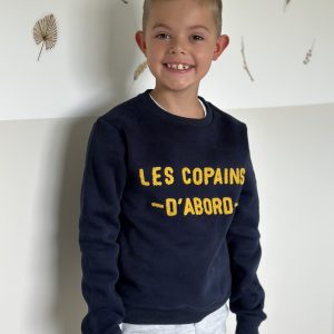 Sweat LES COPAINS D&rsquo;ABORD Marine/Moutarde