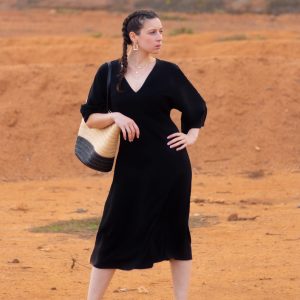 HANAÉ robe noire double-crêpe