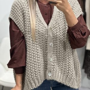 Gilet sans manches DIPLODO – Taupe (Made In Italie)