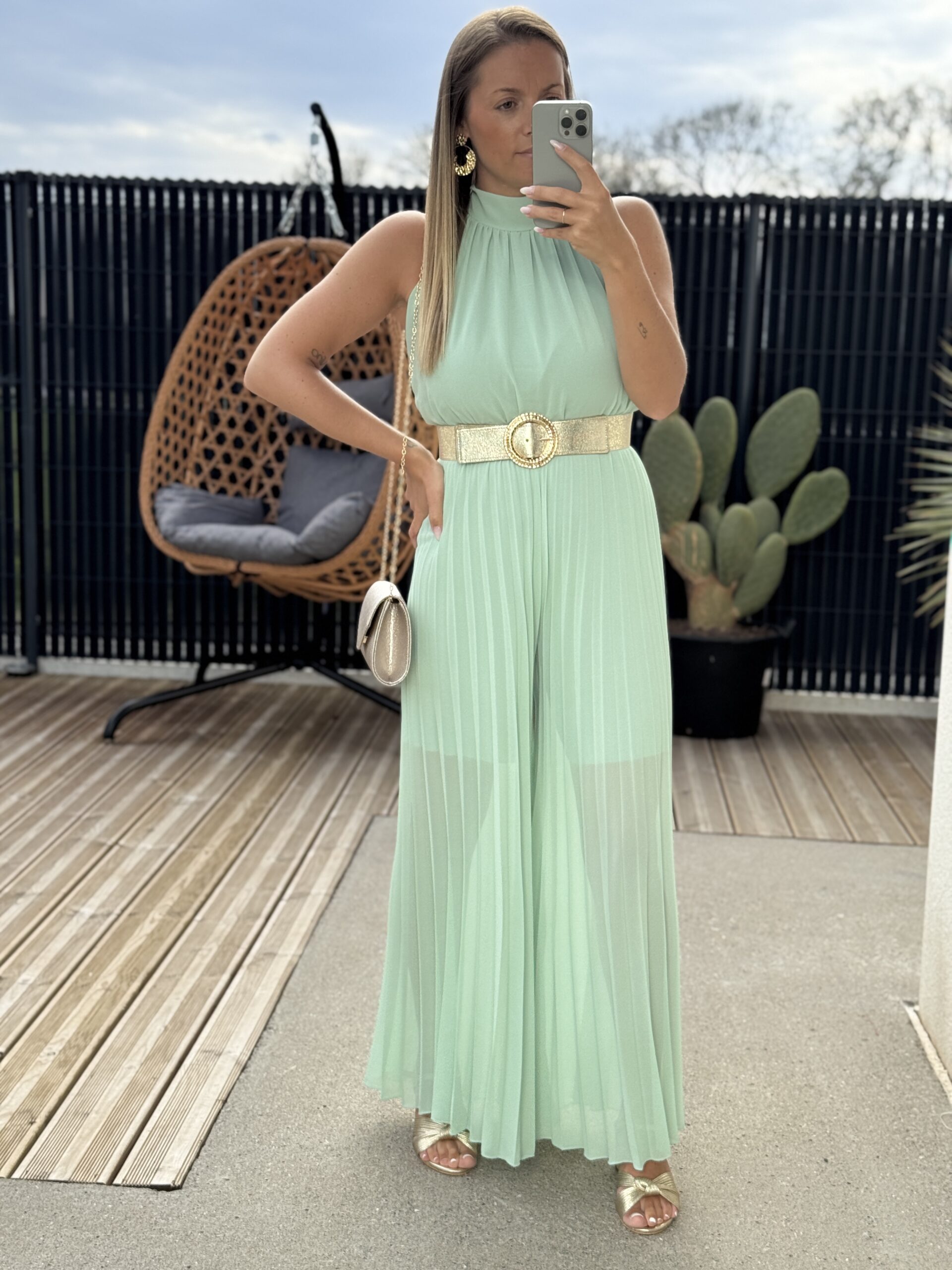 Combinaison LAURA – VERT D’EAU ( Made in Italie )