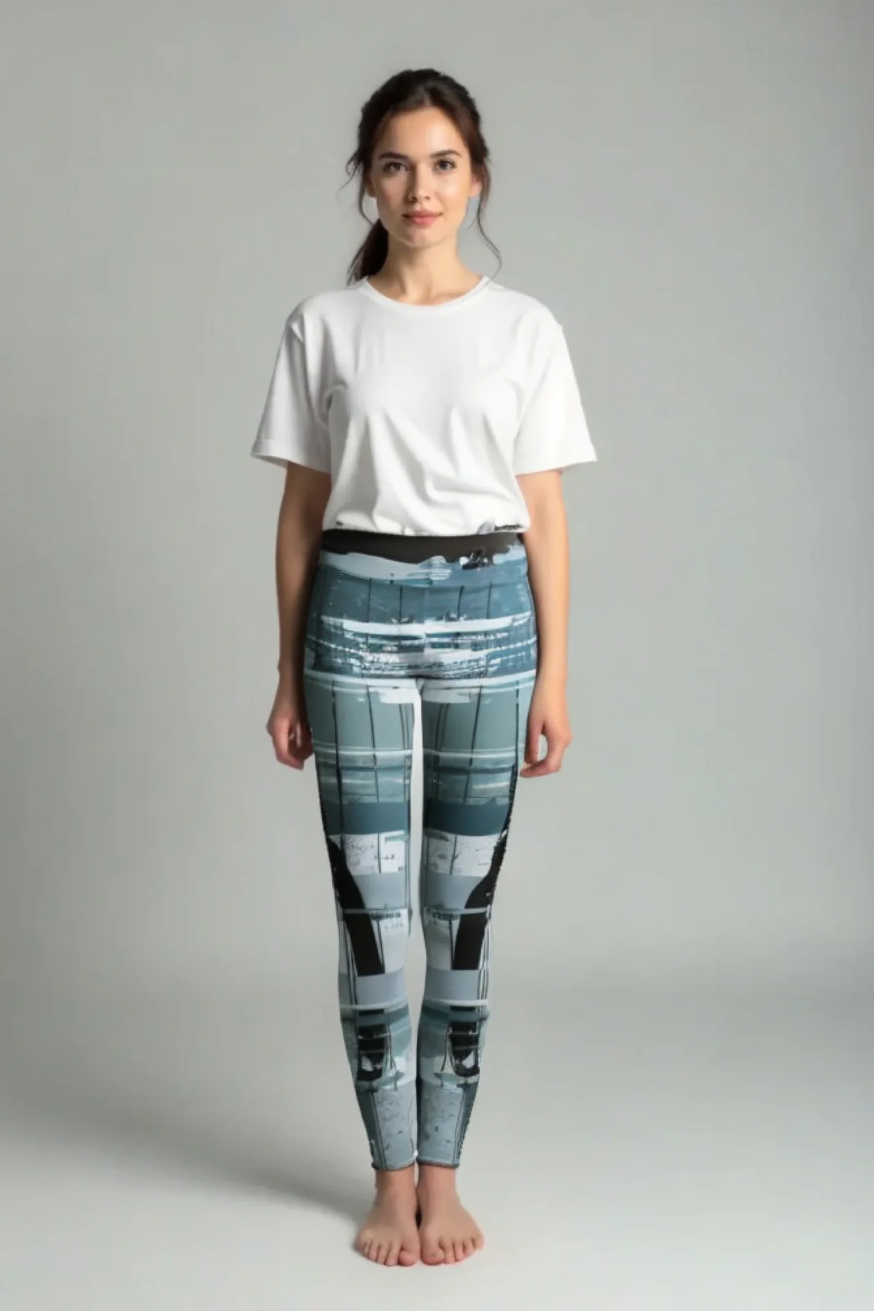 Legging Rosa - Bandes Turquoises