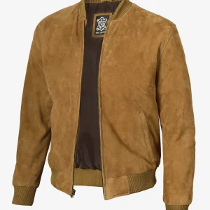 Blouson aviateur en daim marron clair pour homme