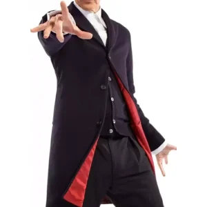 Manteau d'hiver chaud en laine bleue pour homme, longueur 3/4