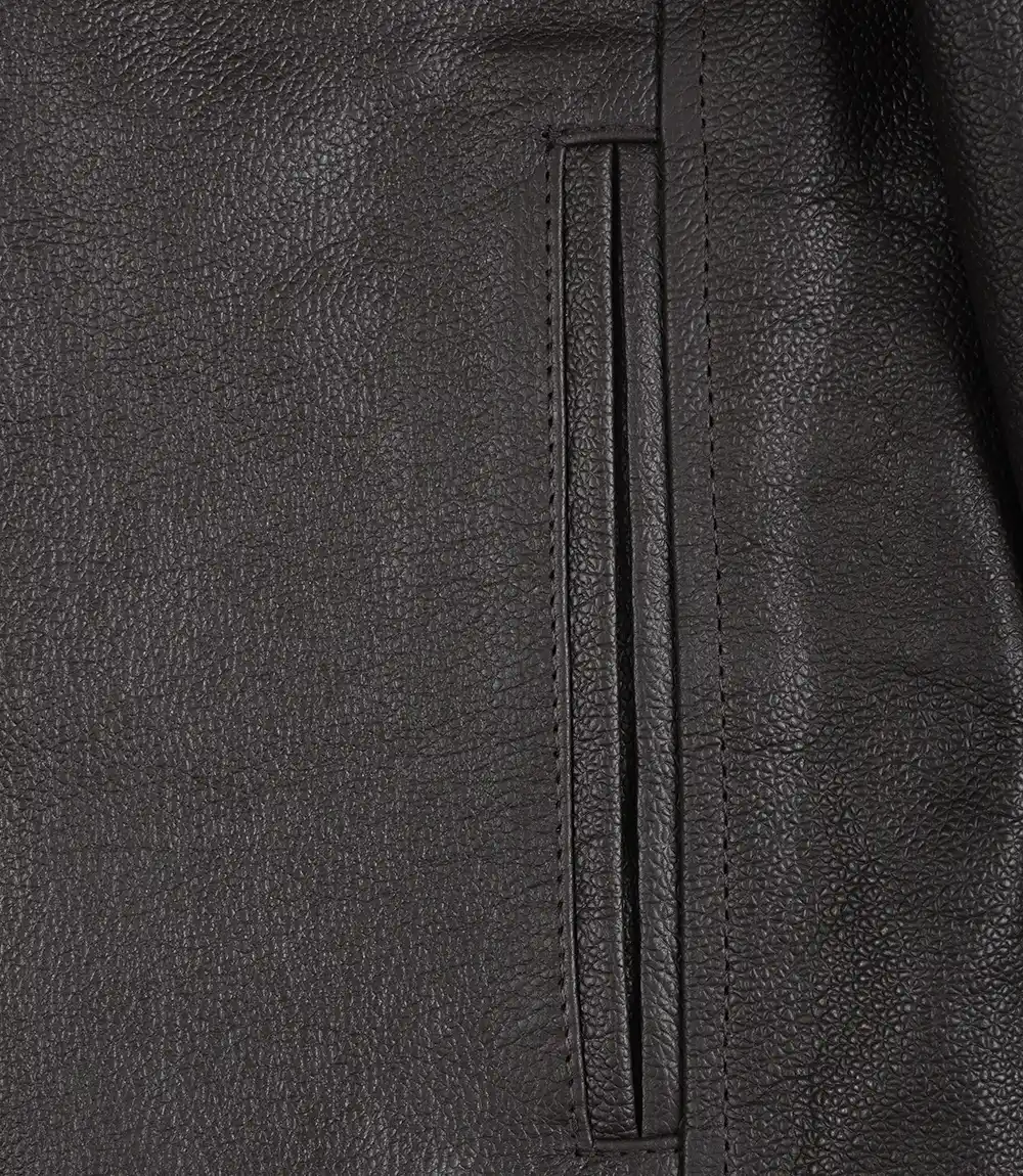 Veste style motard en cuir de vachette marron foncé de qualité supérieure pour homme – Image 6