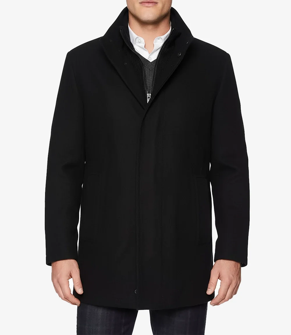 Manteau Rafferty en laine noire pour homme – Coupe moderne – Image 2