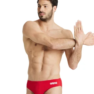 Brief de natation Team Solid pour hommes - Rouge