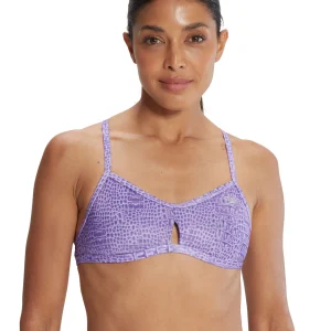 Haut de maillot de bain Tie Back Keyhole pour femmes - Violet