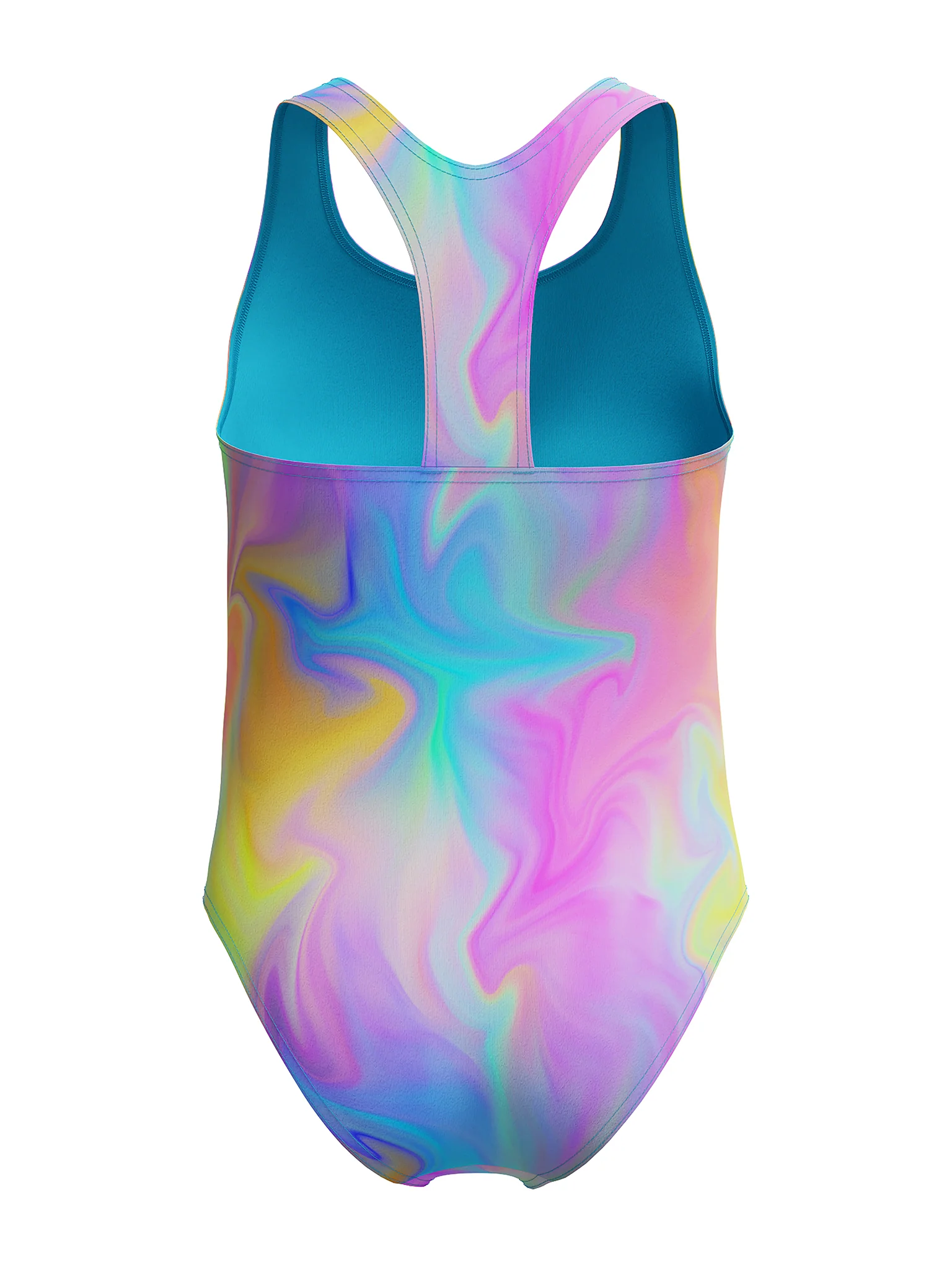 Maillot de bain une-pièce Printed Racerback pour filles - Piction Blue – Image 4