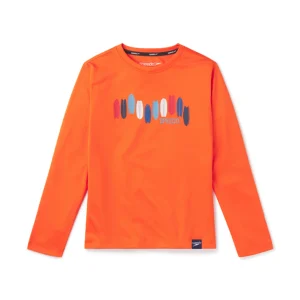 T-Shirt de natation à manches longues Graphique pour enfants - Orange