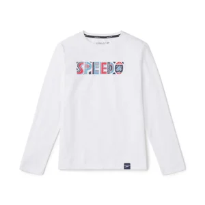 T-Shirt de natation à manches longues Graphique pour enfants - Blanc