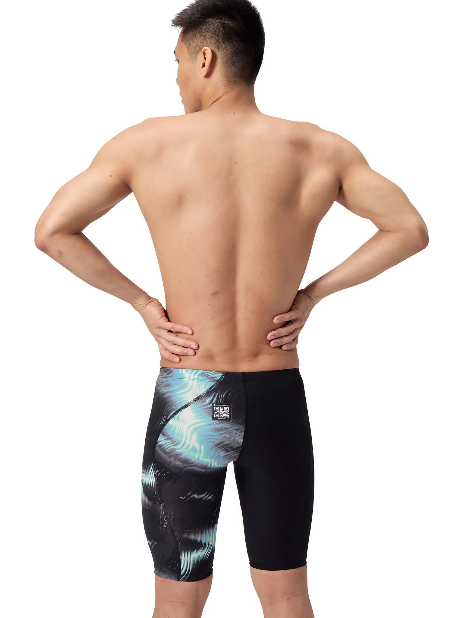 Maillot de compétition Fastskin LZR Pro 2.0 Jammer pour hommes - Electro Static/Noir – Image 3