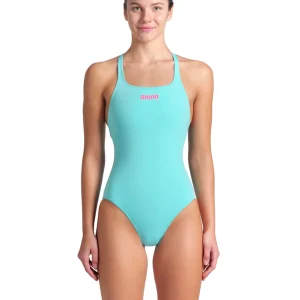 Maillot de bain une-pièce Team Swim Pro Solid pour femmes - Eau/Shocking Pink