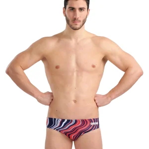 Brief de natation Marbled pour hommes - Rouge