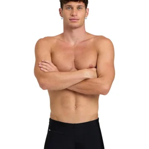 Maillot de natation coupe carrée Zip pour hommes - Noir