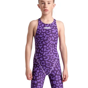 Maillot de compétition Powerskin St Next Open Back Jr pour filles E.L. - Leopard Skin Violet