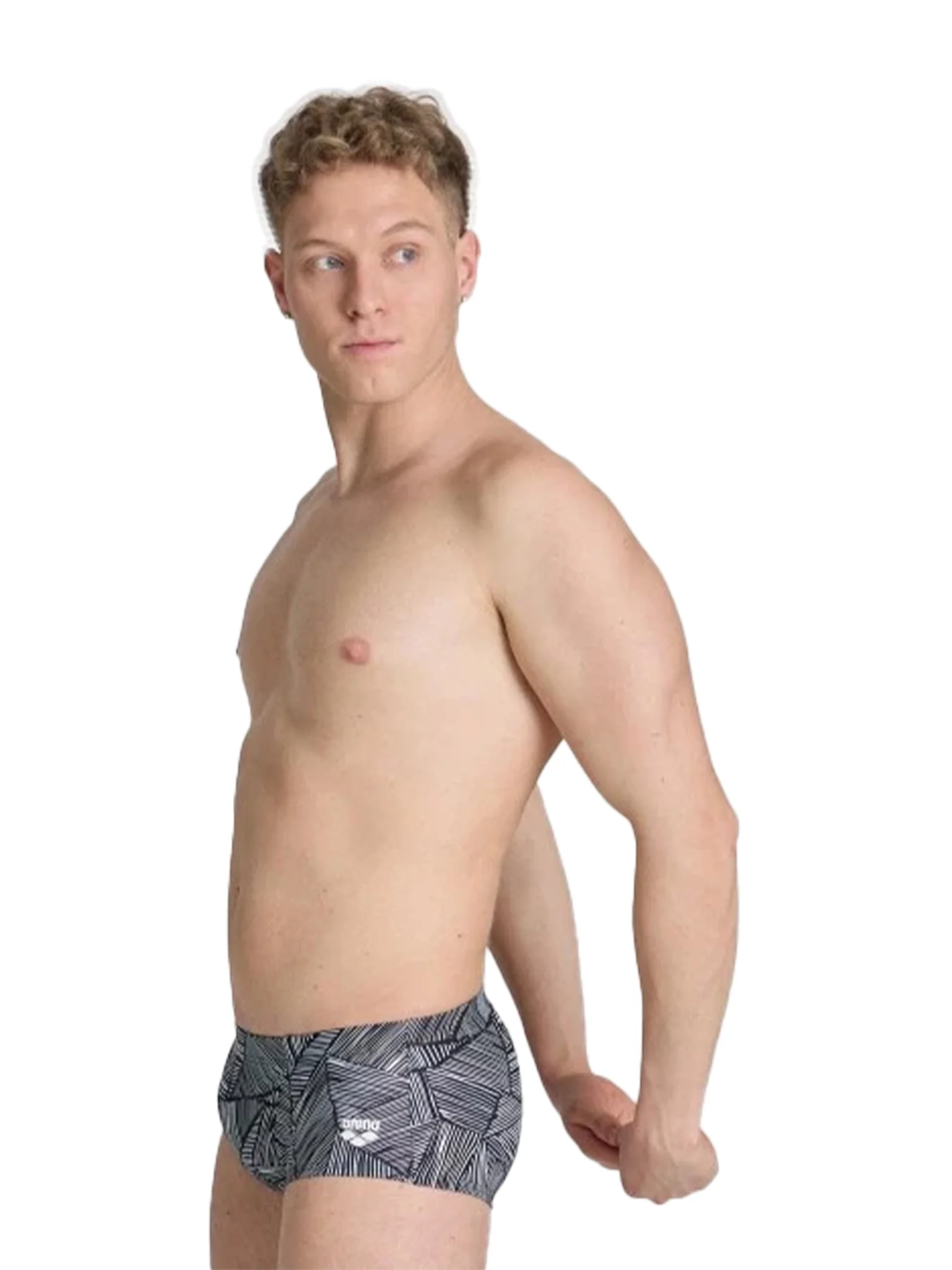 Short de natation taille basse Overview pour hommes - Blanc/Multi