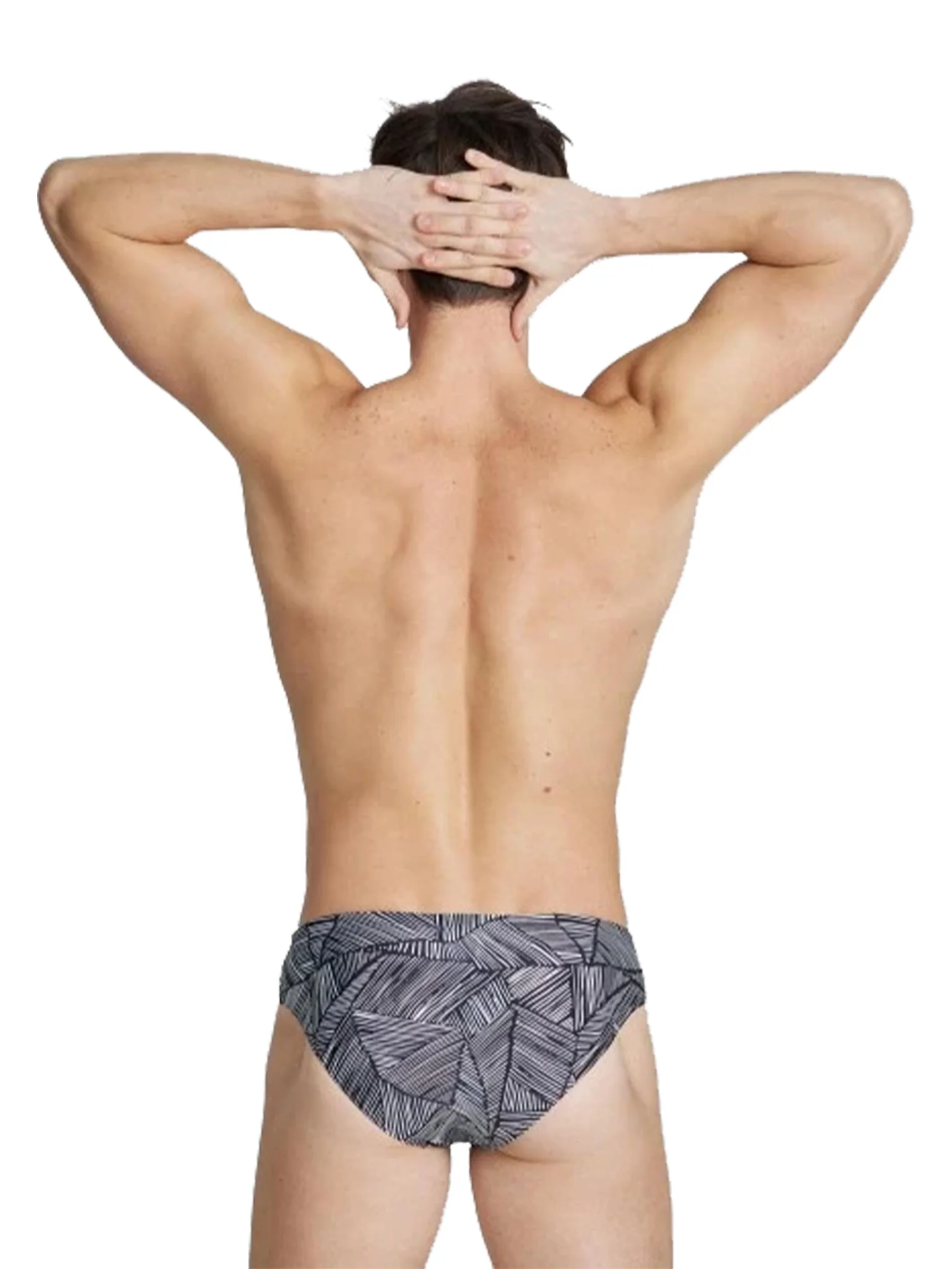 Brief de natation taille basse Overview pour hommes - Blanc/Multi – Image 3