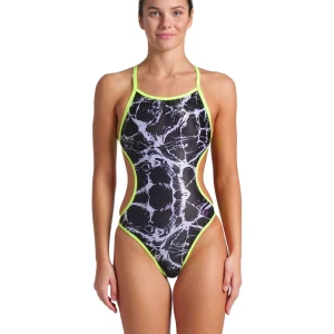Maillot de bain une-pièce Hooked Reversible pour femmes - Noir/Prune/Artic Lime