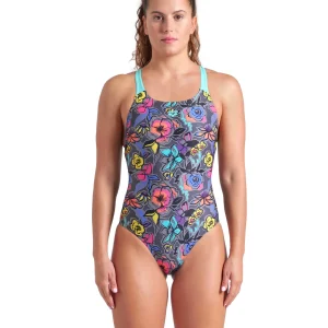 Maillot de bain une-pièce Vivid Repeat Swim Pro Back pour femmes - Gris/Eau/Multi
