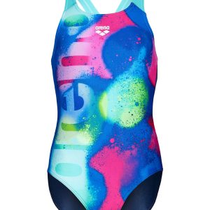 Maillot de bain une-pièce Spray Paint Pro Back pour filles - Marine/Eau