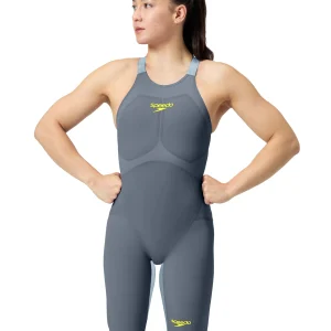 Maillot de compétition Fastskin LZR Pure Valor 2.0 Kneeskin Closed Back pour femmes - Grey Lead/Acadia Blue
