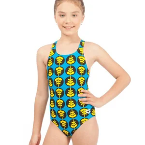 Maillot de bain une-pièce Blomma pour filles - Turquoise